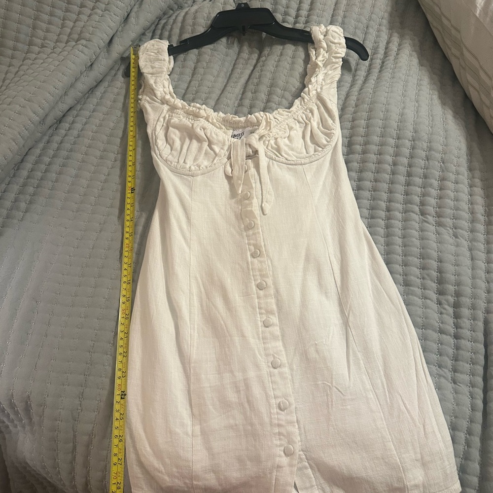 Princess Polly white linen tie button up mini dress size 4 - Picture 9 of 9